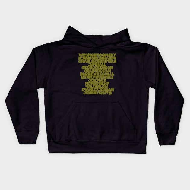 Jazz Legends in Type: The Jazz Guitarists Kids Hoodie by Boogosh